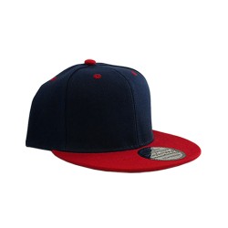 2 Color Plain Snapback  - NAVY / RED